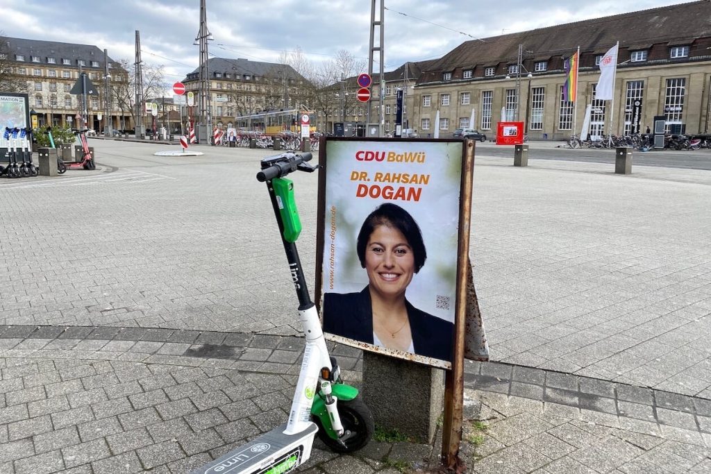 Wahlplakat von Rahsan Dogan in Karlsruhe