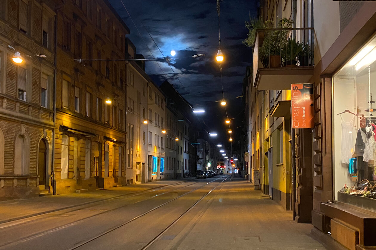 Schillerstraße Karlsruhe bei Nacht