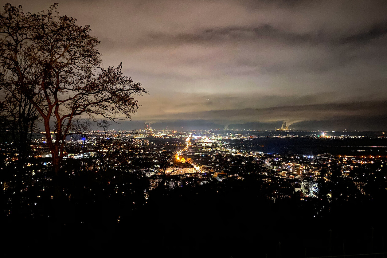 Turmberg-Panorama Karlsruhe bei Nacht