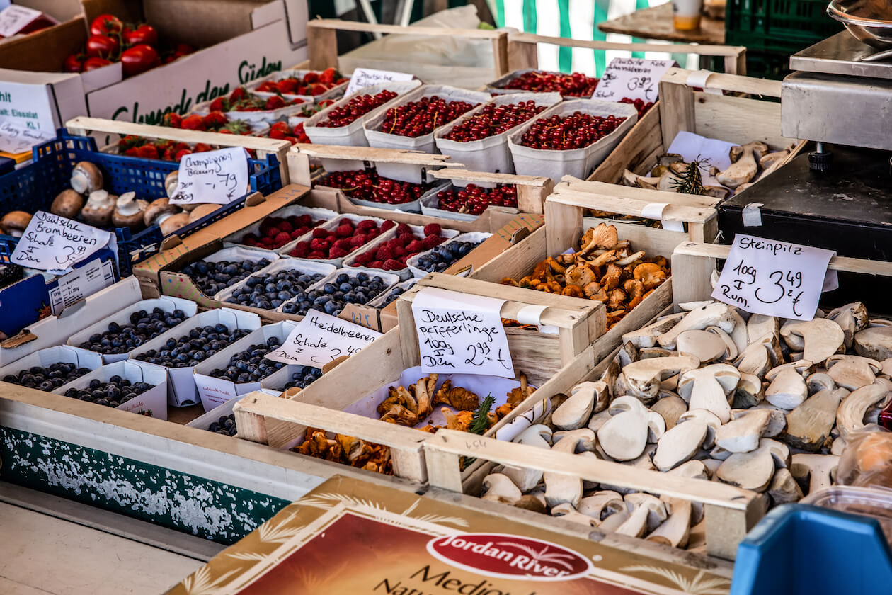 Gemüseauswahl Wochenmarkt Stupferich