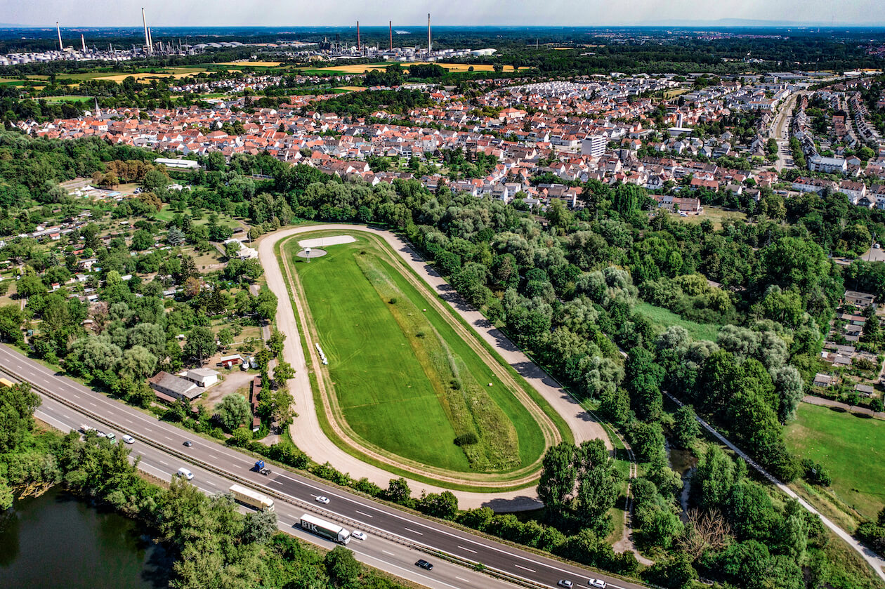 Luftbild Rennbahn Knielingen Karlsruhe